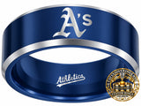 Oakland A's Ring | Blue & Silver | Customizable