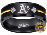 Oakland A's Ring | Black & Gold CZ | Customizable