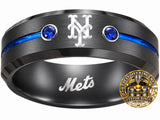 NY Mets Ring | Black & Blue CZ | Customizable