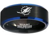 Miami Dolphins Ring | Black & Blue Wedding Band | Sizes 6-13