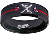 Chicago White Sox Ring Black & Red CZ Wedding Ring Sizes 6 - 13 #whitesox #mlb