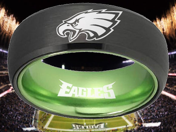 Philadelphia Eagles Ring Black & Green Wedding Band | Sizes 6-13 #eagles