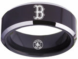 Boston Red Sox Ring Red Sox Wedding Ring Black & Silver Sizes 4 - 17