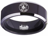 Boston Red Sox Ring Red Sox Wedding Ring Black & Silver Ring Size 4 - 17