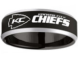 Kansas City Chiefs Ring 8mm Black Tungsten Ring chiefs - Vyben Designs