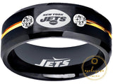 New York Jets Ring Black & Gold CZ Wedding Ring Sizes 6 - 13 #jets #nyjets