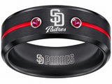 San Diego Padres Ring | Black & Red CZ | Wedding Band