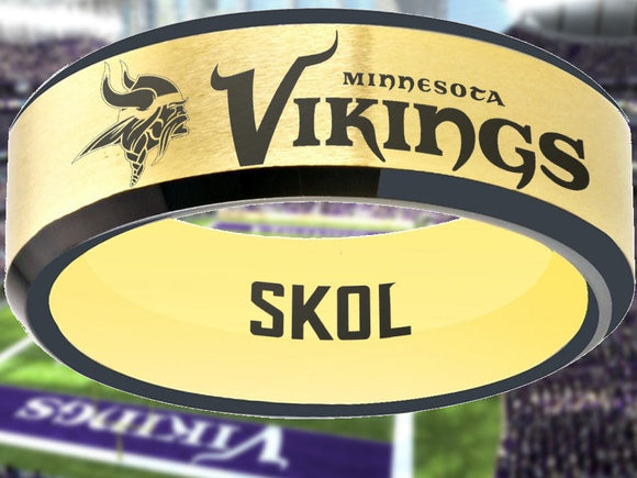 Minnesota Vikings Ring Gold & Black Wedding Band | Sizes 6-13 #vikings #skol #nfl