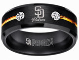 San Diego Padres Ring | Black & Gold CZ | Wedding Band