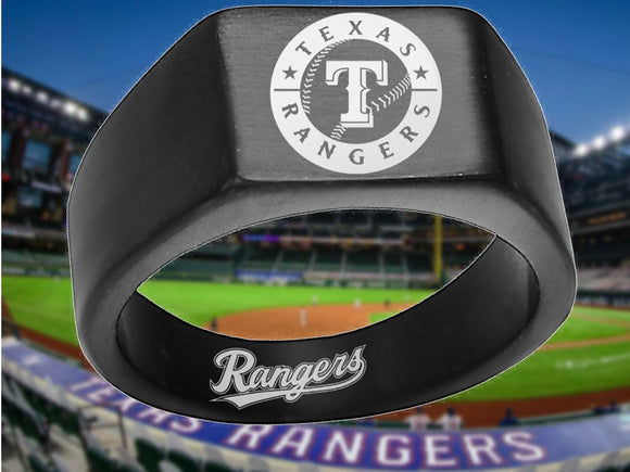 Texas Rangers Ring Black and Silver 10mm Ring | Sizes 8-12 #texasrangers #mlb