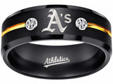 Oakland A's Ring | Black & Gold CZ | Customizable