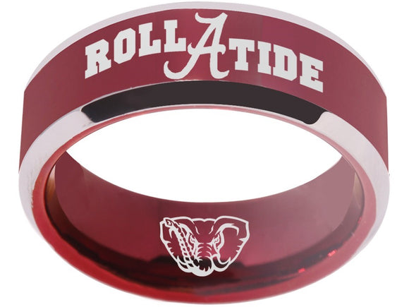 Alabama Ring Crimson Tide Ring Wedding Ring Red and Silver Ring #alabama #rolltide