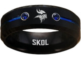 Minnesota Vikings Ring Black & Blue CZ Wedding Band | Sizes 6-13 #vikings #skol #nfl