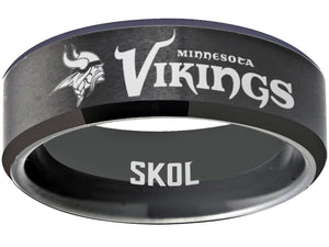 Minnesota Vikings Ring Black Wedding Band | Sizes 6-13 #vikings #skol #nfl