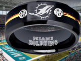 Miami Dolphins Ring | Black & Gold CZ Wedding Ring | Sizes 6-13