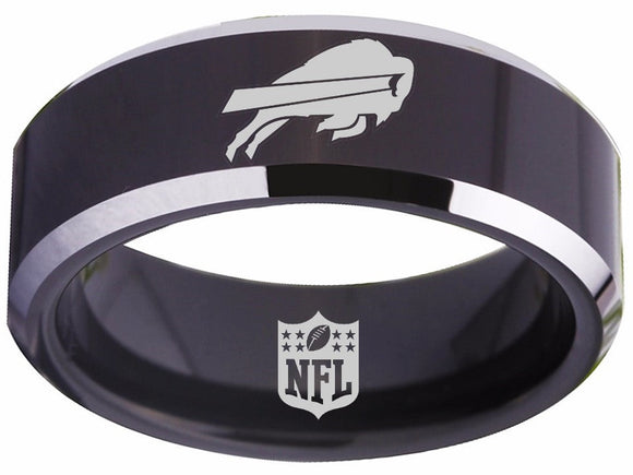 Buffalo Bills Ring Bills Logo Ring 8mm Black Tungsten Wedding Ring #bills #billsmafia