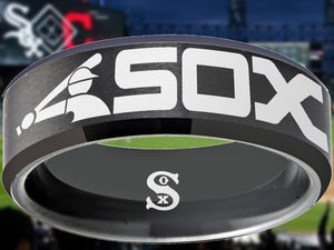 Chicago White Sox Ring Black Wedding Ring Sizes 6 - 13 #whitesox #mlb