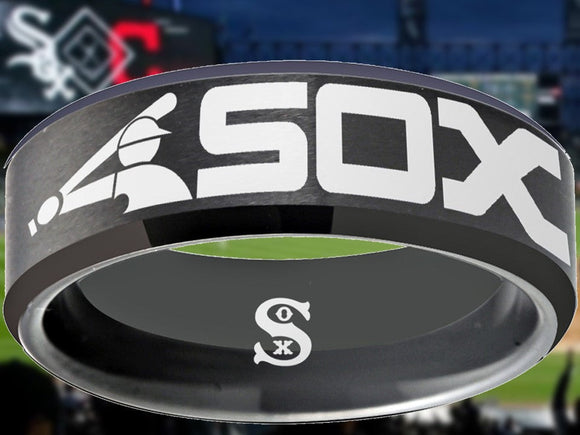 Chicago White Sox Ring Black Wedding Ring Sizes 6 - 13 #whitesox #mlb