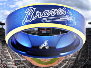 Atlanta Braves Ring Blue & Gold Tungsten Wedding Ring Sizes 6 - 13 #atlanta #braves