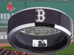 Boston Red Sox Ring Red Sox Wedding Ring Black & Silver Size 4 - 17 #mlb #redsox