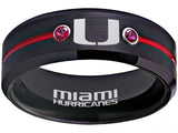 Miami Hurricanes Ring Black & Red CZ Wedding Band | Sizes 6-13 #miami #hurricanes #TheU