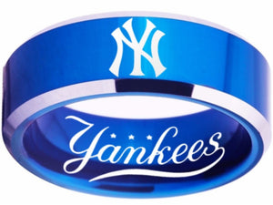 New York Yankees Ring Blue & Silver Wedding Band | Sizes 4-17