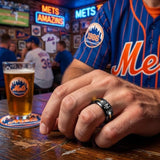 NY Mets Ring | Black & Gold CZ | Customizable