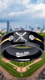 Chicago White Sox Ring Black & Gold CZ Wedding Ring Sizes 6 - 13 #whitesox #mlb