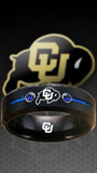 Colorado Buffaloes Ring Black & Blue CZ Wedding Band | Sizes 6-13 #buffs #ncaa