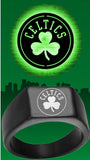 Boston Celtics Ring Clover Black 10mm Ring Sizes 8-12 #boston #celtics