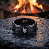 NY Mets Ring | Black & Blue CZ | Customizable