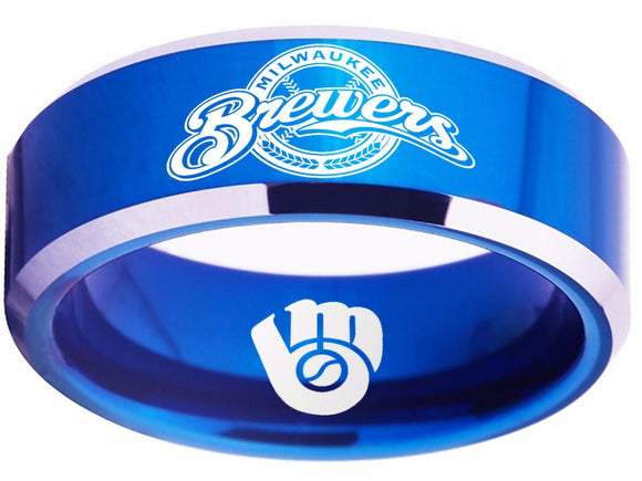 Milwaukee Brewers Ring blue ring 8mm Tungsten Ring #mlb #brewers