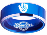 Milwaukee Brewers Ring blue ring 8mm Tungsten Ring #mlb #brewers