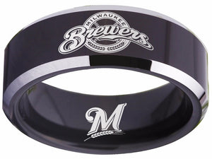 Milwaukee Brewers Ring black ring 8mm Tungsten Ring #mlb #brewers