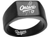 Shohei Ohtani LA Dodgers Black Titanium Ring - Sizes 8 - 12 Dodgers - Vyben Designs