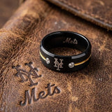 NY Mets Ring | Black & Gold CZ | Customizable
