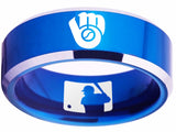 Milwaukee Brewers Ring blue ring 8mm Tungsten Ring #mlb #brewers