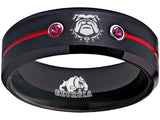 Georgia Bulldogs Ring | Black & Red Wedding Band | Sizes 6 - 13 - Vyben Designs