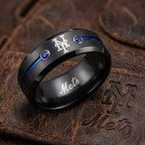 NY Mets Ring | Black & Blue CZ | Customizable