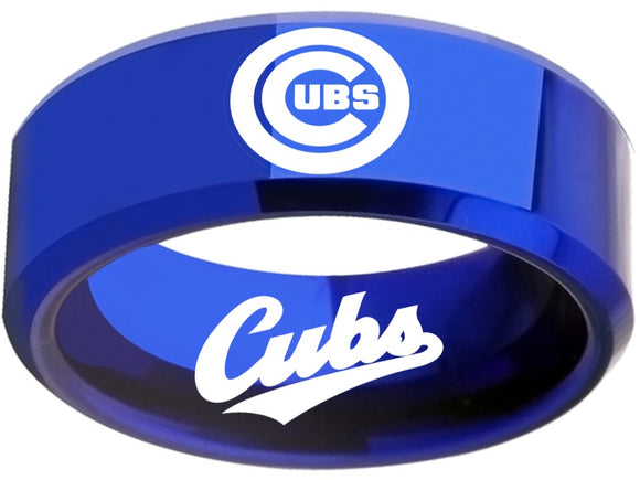 Chicago Cubs Ring Blue Ring 8mm Tungsten Ring #mlb #cubs