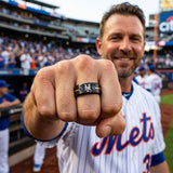 NY Mets Ring | Black Gold & Blue CZ | Customizable