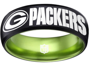 Green Bay Packers Logo Ring Black and Green Custom Wedding Ring #packers #nfl