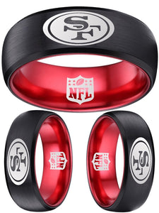 49ers Ring | Black & Red Wedding Ring | Sizes 6-13