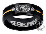 San Francisco 49ers Ring | Black & Gold CZ Wedding Ring | Sizes 6-13