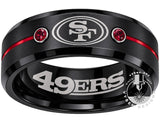 San Francisco 49ers Ring | Black & Red CZ Wedding Ring | Sizes 6-13