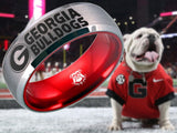 Georgia Bulldogs Ring | Silver & Red Wedding Band | Sizes 6 - 13 | #UGA