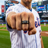 NY Mets Ring | Black Gold & Blue CZ | Customizable