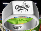 Shohei Ohtani LA Dodgers Silver Titanium Ring - Sizes 8 - 12 Dodgers - Vyben Designs