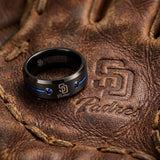 San Diego Padres Ring | Black & Blue CZ | Wedding Band