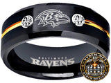 Baltimore Ravens Ring | Black & Gold CZ Wedding Band